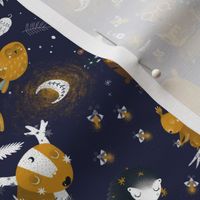 10" Sleep well little child - darkblue starry sky with animals