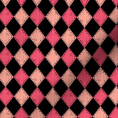 Pink and Black Checker Diamond