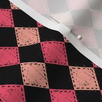 Pink and Black Checker Diamond