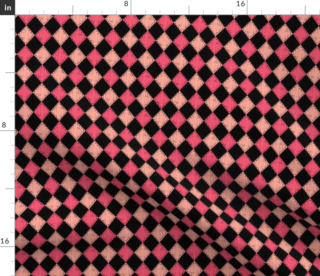 Pink and Black Checker Diamond