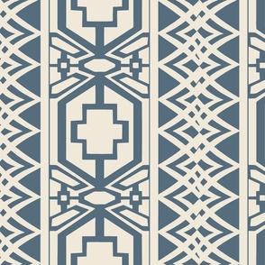 Lattice for Chinese Foo Dog stripes blue off white