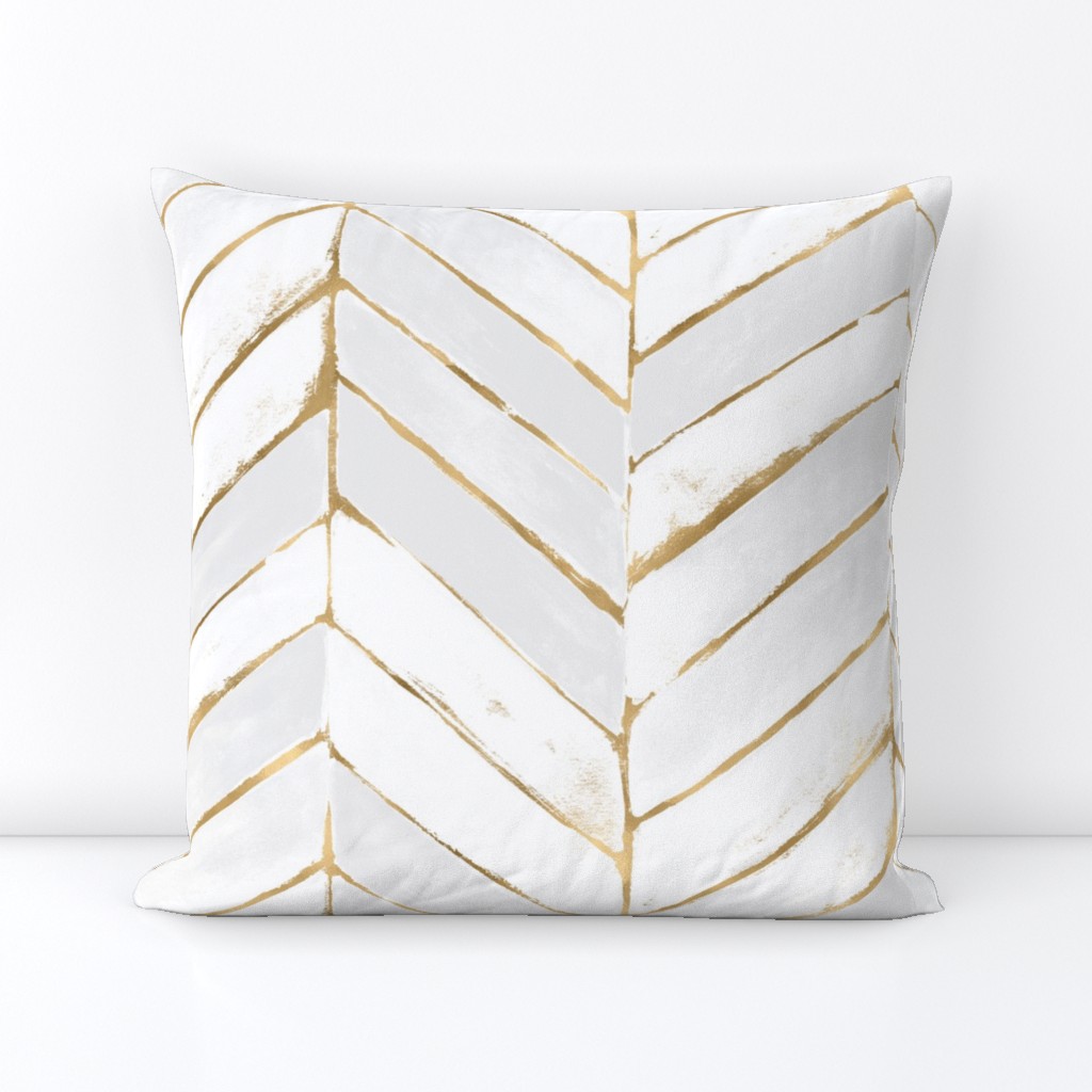 chevron painted white + gold - L