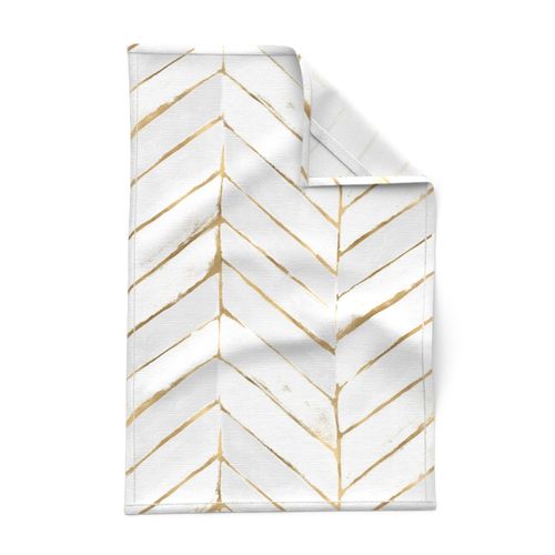 chevron painted white + gold - L