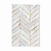 chevron painted white + gold - L