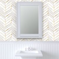 chevron painted white + gold - L