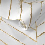 chevron painted white + gold - L