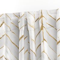 chevron painted white + gold - L