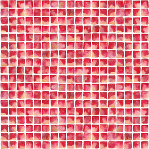Red Watercolor Tile Pattern, 1in.