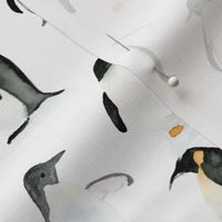 Watercolor Penguins Small Scale