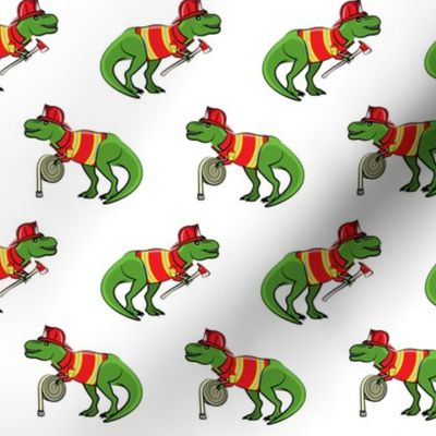 firefighter trex - dinosaur fireman - Tyrannosaurus rex - white - LAD19