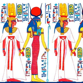 ancient egypt egyptian Queen Nefertari goddesses hieroglyphics Isis sun yellow red blue crowns royalty tribal women female