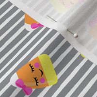 cute candy corn - grey stripes  - halloween - LAD19