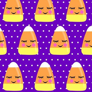 cute candy corn - purple polka dots- halloween - LAD19