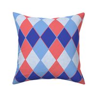 Argyle Plaid Coral Pink and Blue Overlap