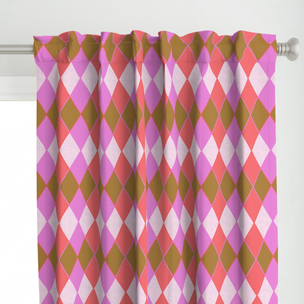 Argyle Plaid Pink Coral and Sand Overlap