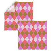 Argyle Plaid Pink Coral and Sand Overlap