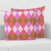 Argyle Plaid Pink Coral and Sand Overlap