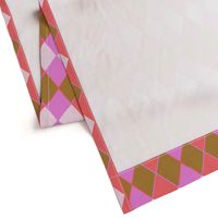 Argyle Plaid Pink Coral and Sand Overlap