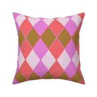 Argyle Plaid Pink Coral and Sand Overlap