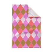 Argyle Plaid Pink Coral and Sand Overlap