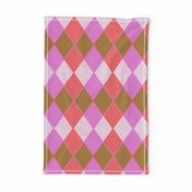 Argyle Plaid Pink Coral and Sand Overlap