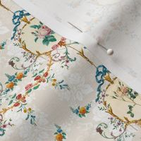 Le Toile de Fleurs vanilla damask MINIATURE