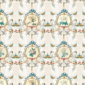 Le Toile de Fleurs vanilla damask MINIATURE