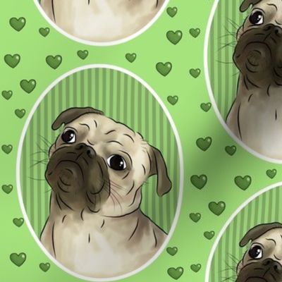 Love for pugs -green big