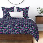 Tool Girl (navy) pink green coral mint, Kids Room Bedding