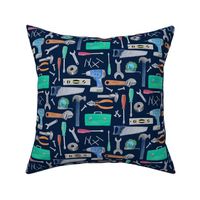 Tools (navy) blue green brown, Kids Room Bedding