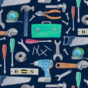 Tools (navy) blue green brown, Kids Room Bedding