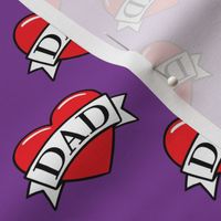 dad heart tattoo - red on purple - LAD19
