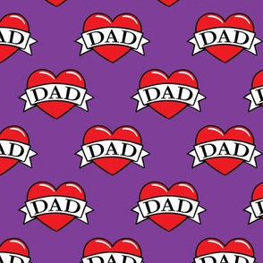 dad heart tattoo - red on purple - LAD19