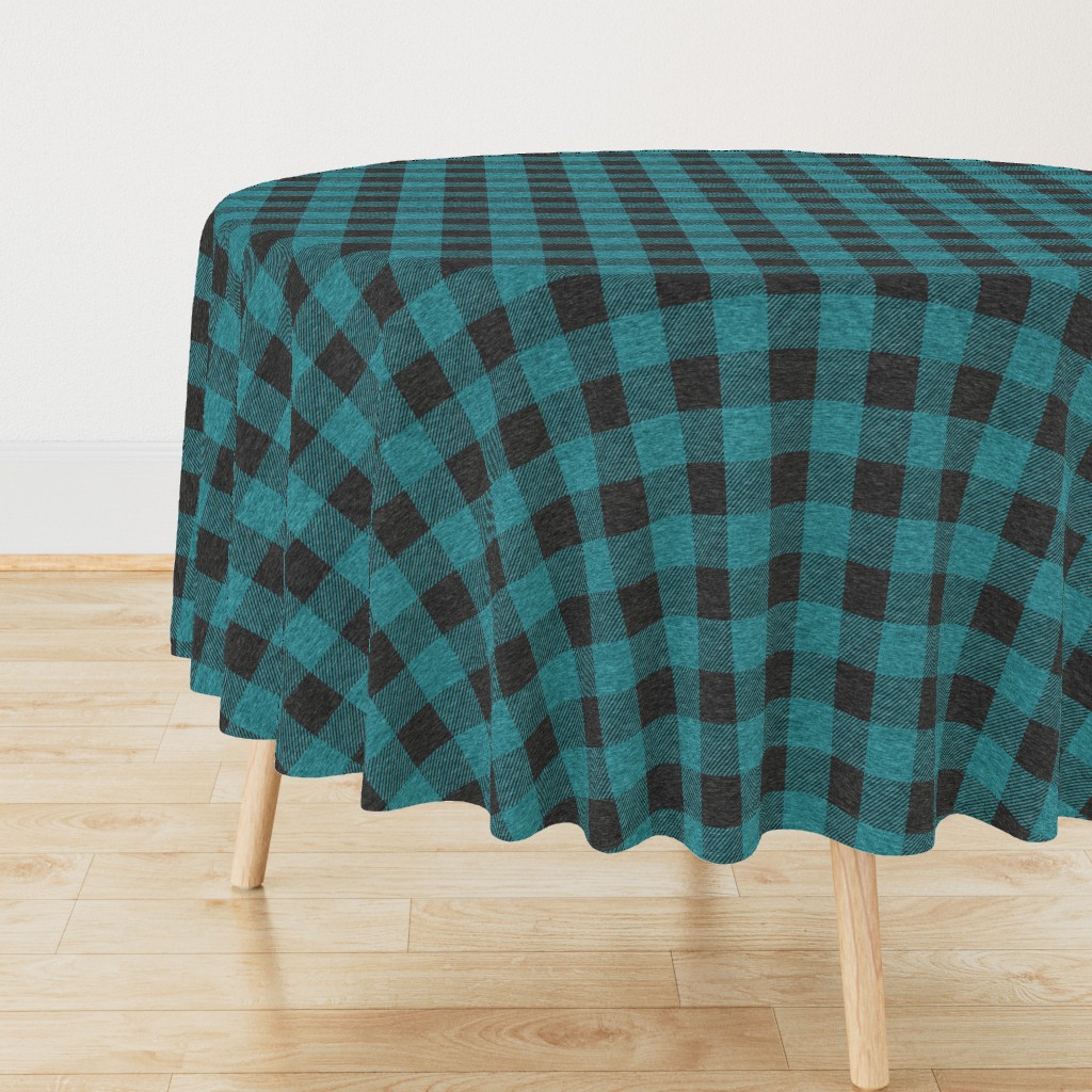 2” Heather Buffalo Plaid (heather black + turquoise)