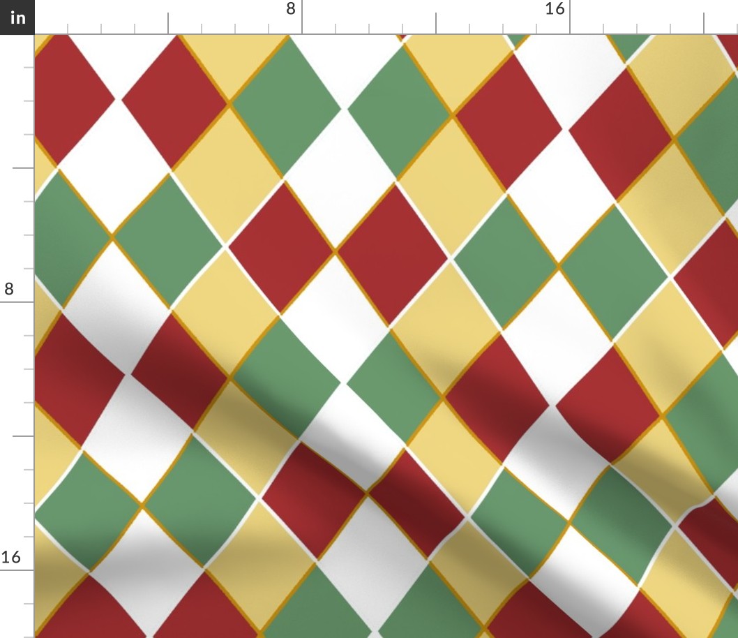 Christmas Argyle Red White and Green Checkerboard