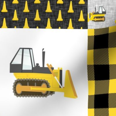 Construction Nursery Wholecloth - yellow and black plaid - LAD19