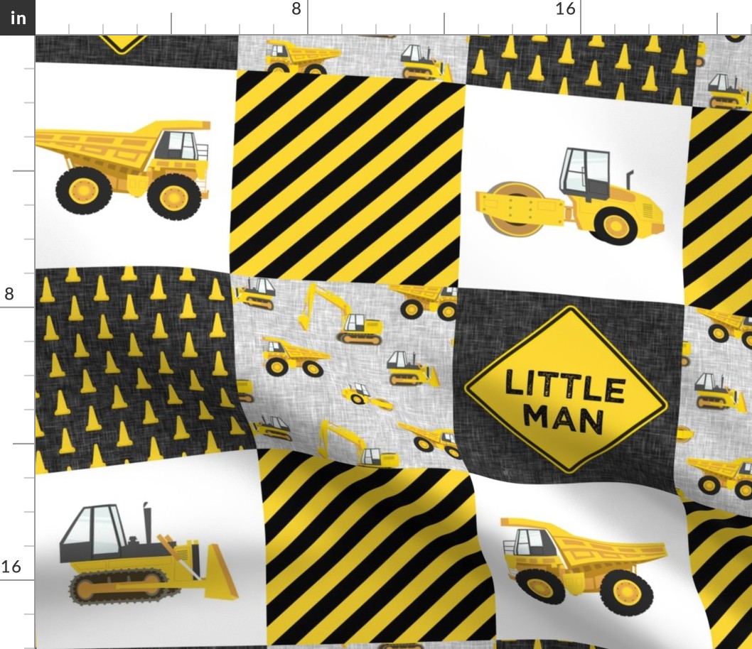 Little Man - Construction Nursery Wholecloth - yellow - LAD19