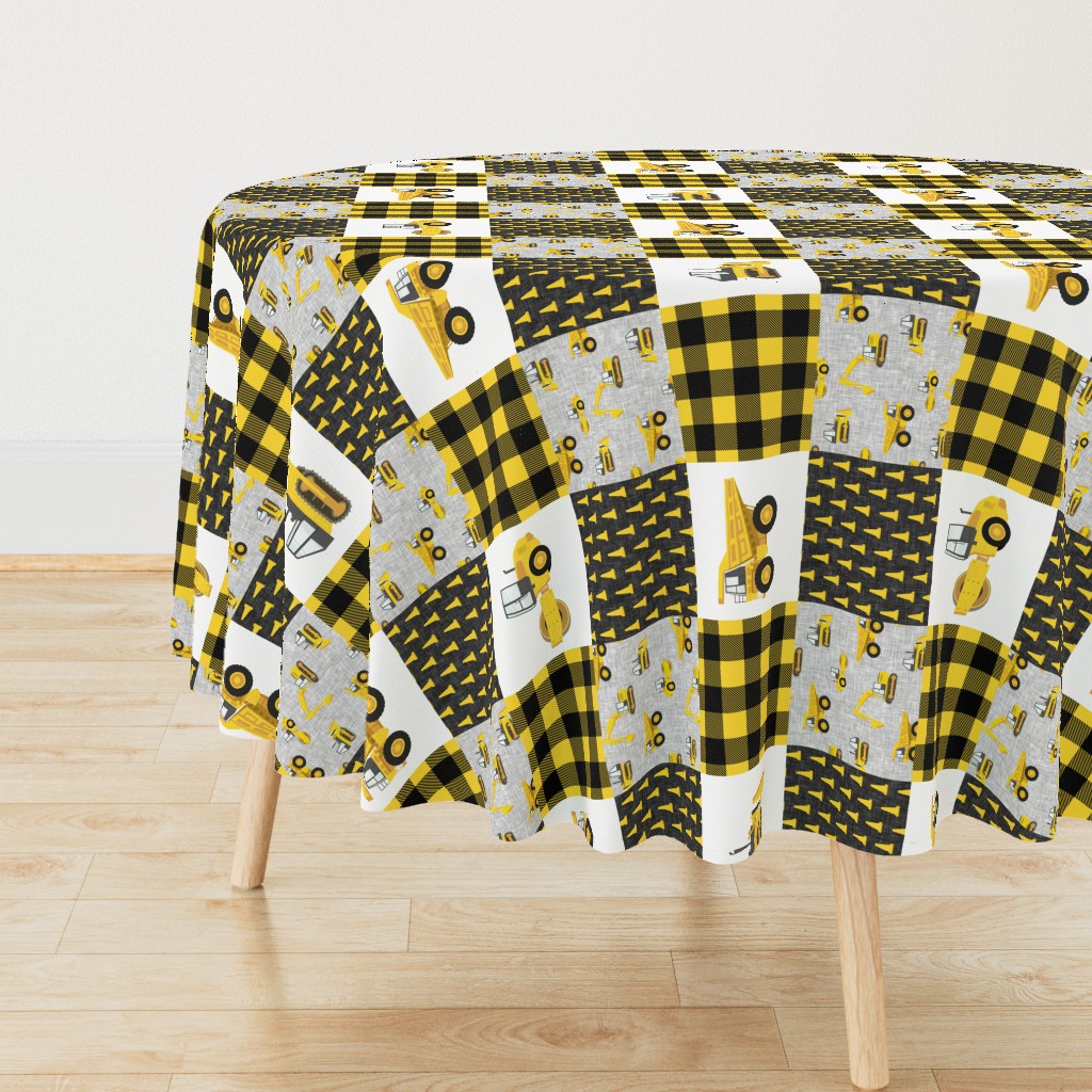 Construction Nursery Wholecloth - yellow and black plaid (90) - LAD19