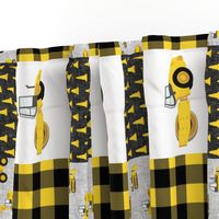 Construction Nursery Wholecloth - yellow and black plaid (90) - LAD19