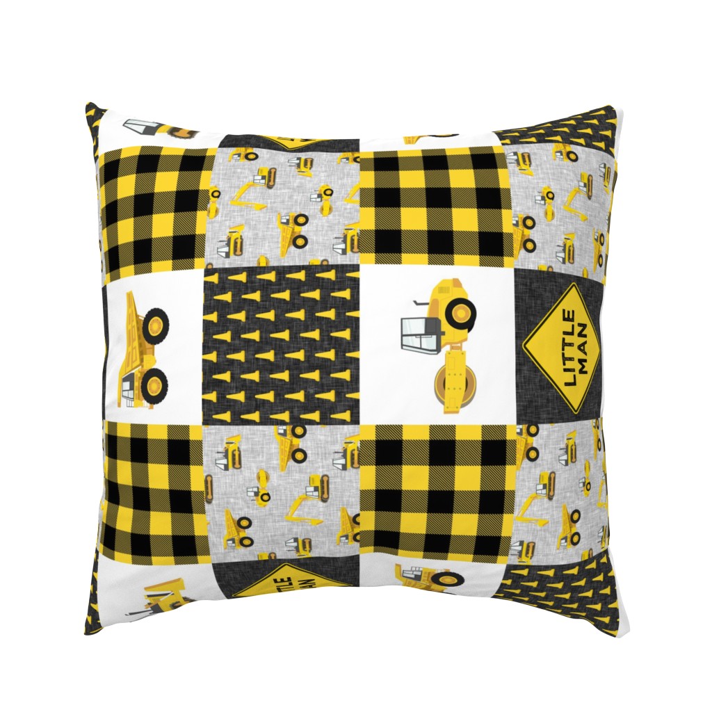 Little Man - Construction Nursery Wholecloth - yellow and black plaid (90) - LAD19