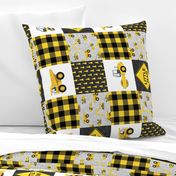 Little Man - Construction Nursery Wholecloth - yellow and black plaid (90) - LAD19