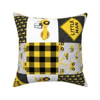 Little Man - Construction Nursery Wholecloth - yellow and black plaid (90) - LAD19