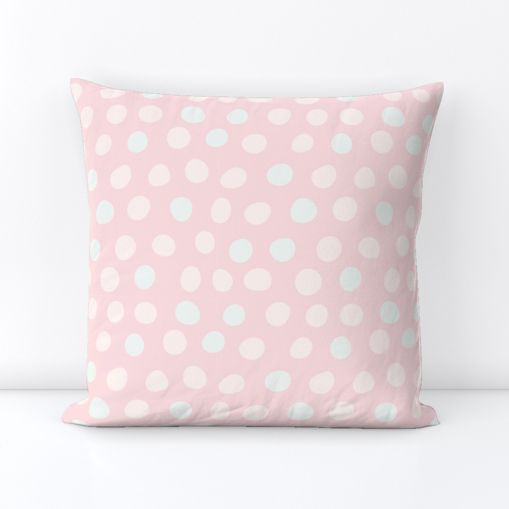 Hand Drawn Polka Dots in Pink and Mint