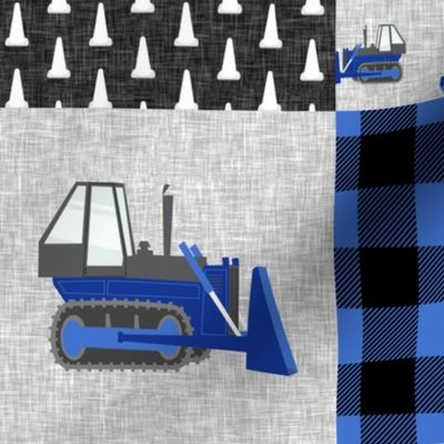 Construction Nursery Wholecloth - blue plaid - LAD19