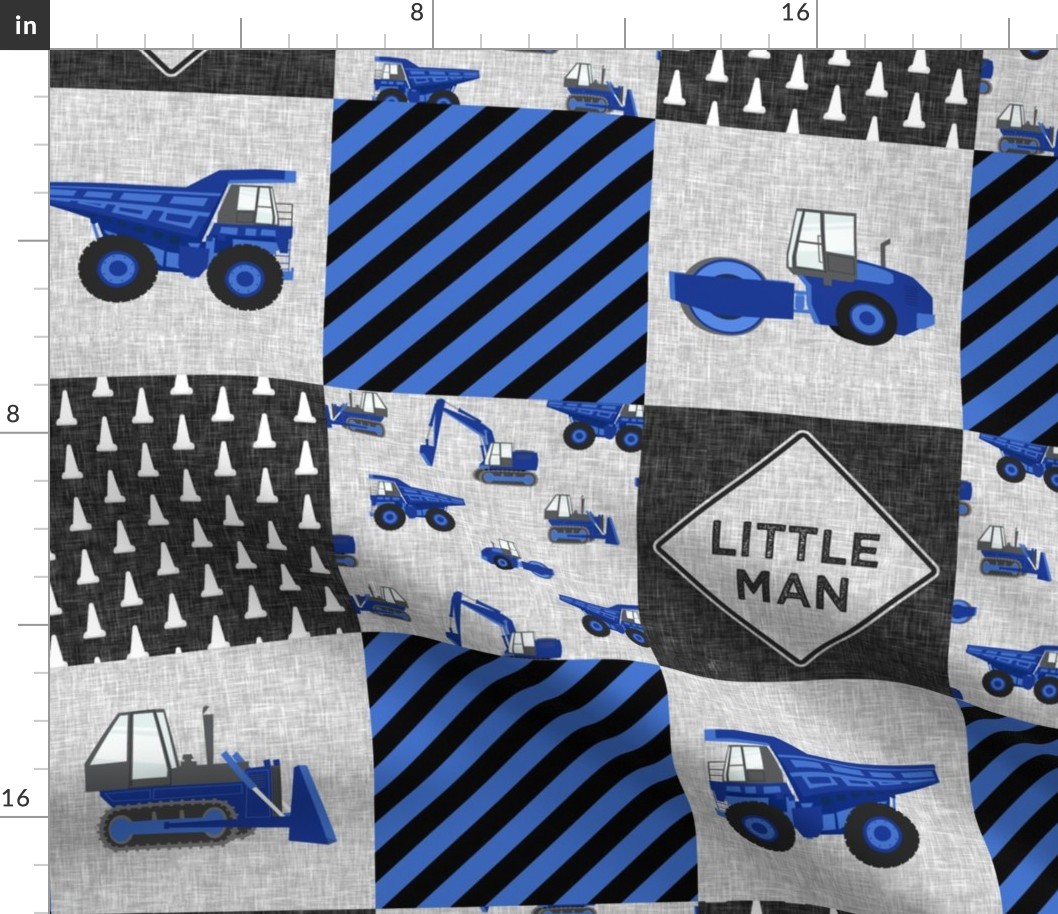 Little Man - Construction Nursery Wholecloth - blue - LAD19