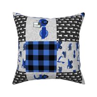 Construction Nursery Wholecloth - blue plaid  (90)- LAD19