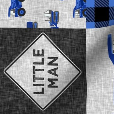 Little Man - Construction Nursery Wholecloth - blue plaid  (90)- LAD19