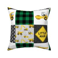 Little Man - Construction Wholecloth - Green and Yellow - Plaid - LAD19