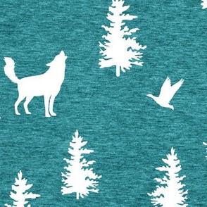 Great Northern Wolf (heather turquoise ) Home Decor Bedding, GingerLous