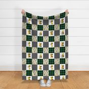Construction Nursery Wholecloth - Green and Yellow - Plaid (90)  - LAD19